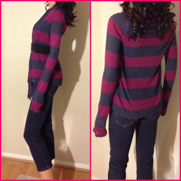 SOLD SPLENDID pink Dark Grey Open Cardigan Sz XS/S - Picture 3 of 4