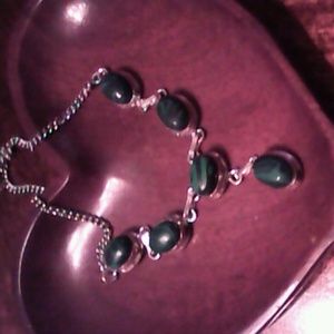 6 Malachite Stone on .925 Sterling Silver covered
