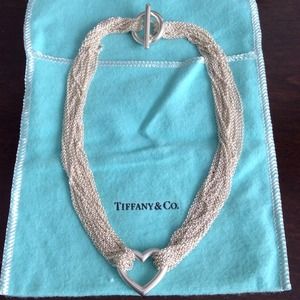 Tiffany & Co silver heart 10 strand mesh necklace