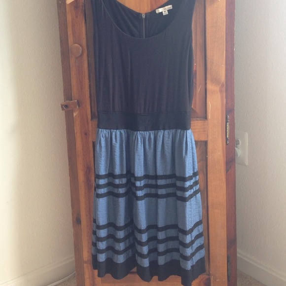 🚫BUNDLED🚫Blue & Black Stripe Fit and Flare Dress - Picture 2 of 4