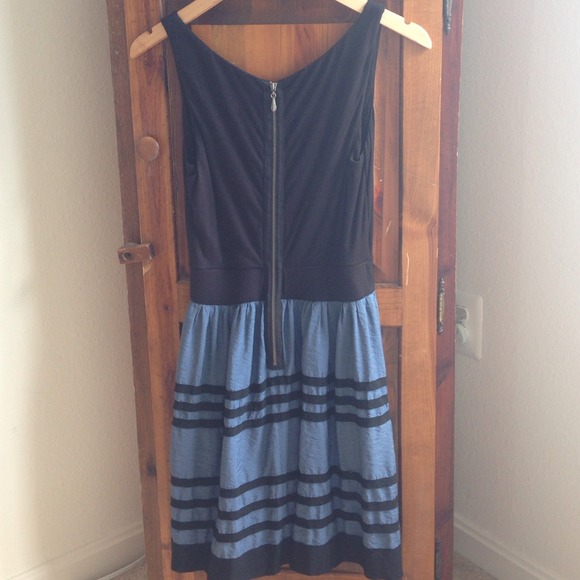 🚫BUNDLED🚫Blue & Black Stripe Fit and Flare Dress - Picture 3 of 4