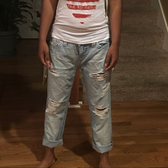 True religion boyfriend fit light brown stitching