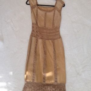Knit and suede dress
