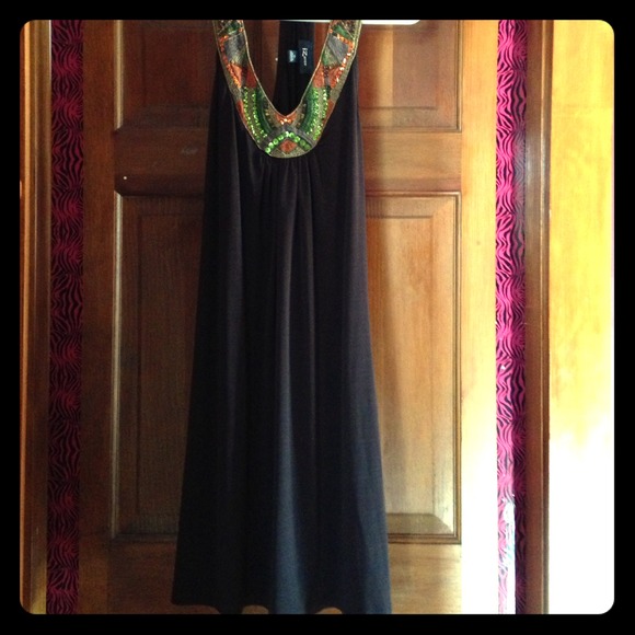 Brown tribal shift dress