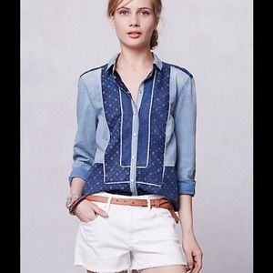 🎉HP🎉✨REDUCED✨Anthropologie Chambray Shirt