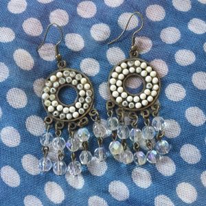 Bronze and White Earrings