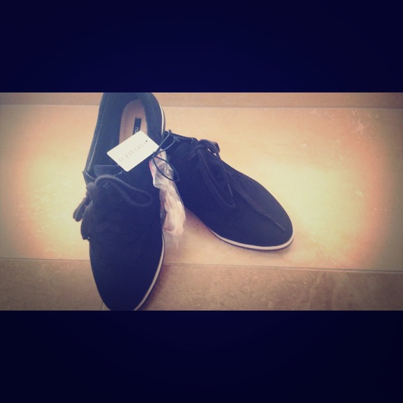 Black suede loafers