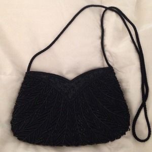 Black beaded evening bag