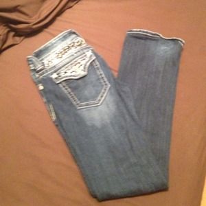 Dark wash Miss Me boot cut cheetah print