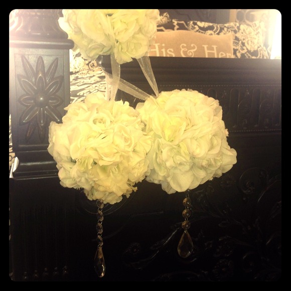 3 Cream Rose Pomander Balls - Used for my wedding