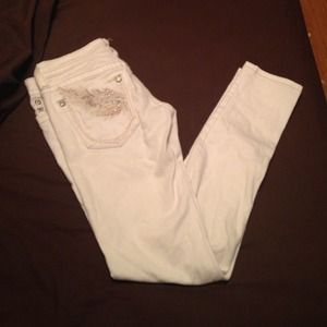 White Miss me straight jeans with wing design