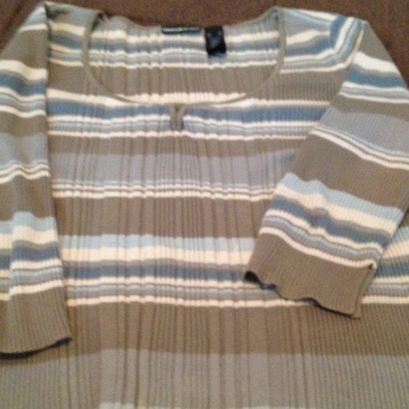 DKNY top blue and brown stripes.