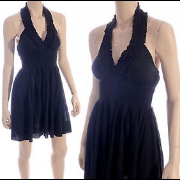 Ruched & Banded Coral BCBG Halter Dress - Picture 2 of 4