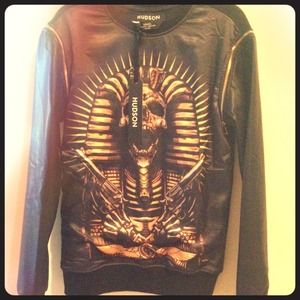 Hudson leather sleeve sweater MENS