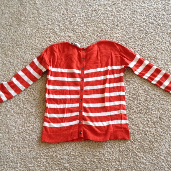 Loft Long Sleeve Striped Top with faux button back