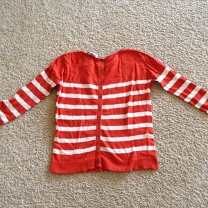 Loft Long Sleeve Striped Top with faux button back