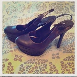 Carlos Santana leather platform stilettos