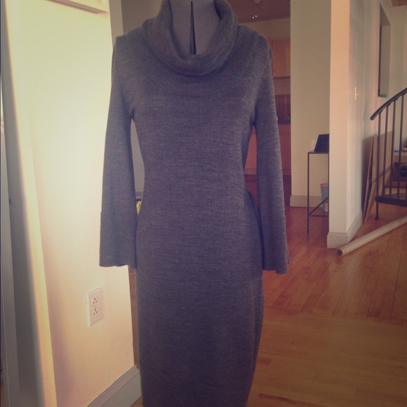 Classic heather grey cowl neck sweater dress