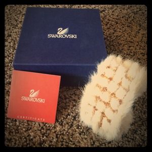 genuine Swarovski crystal/faux fur cuff bracelet