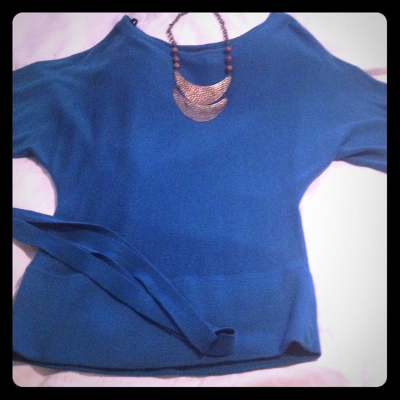 Aqua sweater with dolman sleeves