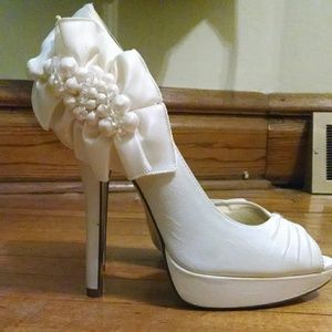 Satin ivory heels