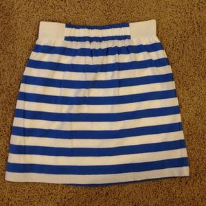 Blue and white striped knit skirt