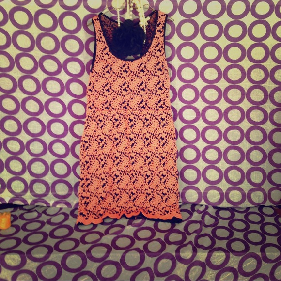 Coral crochet dress