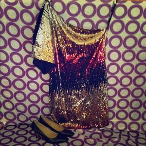 One sleeve sequin dress