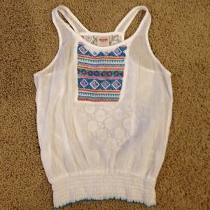 Cute sheer white embroidered top