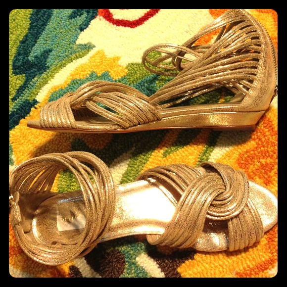 Loeffler Randall Gold METALLIC Leather Sandals, 9B
