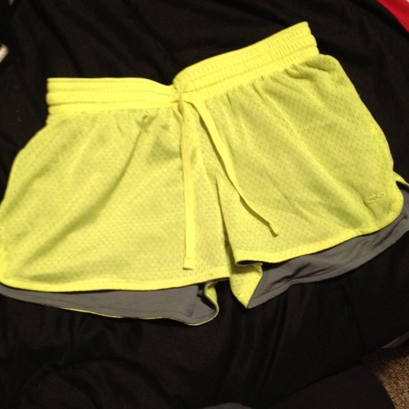 Highlighter yellow and grey shorts