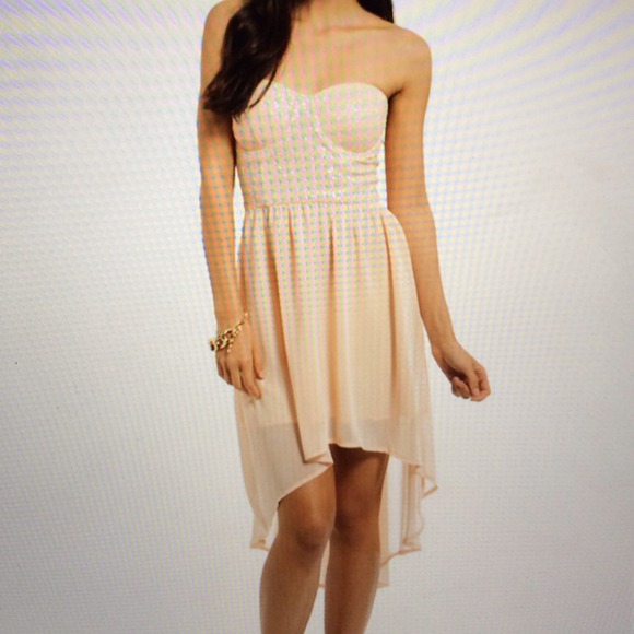 Pink sequin hi-low prom dress NWT