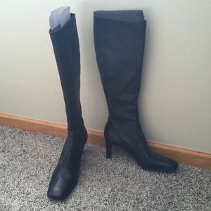 Cole Haan black leather stretch boots