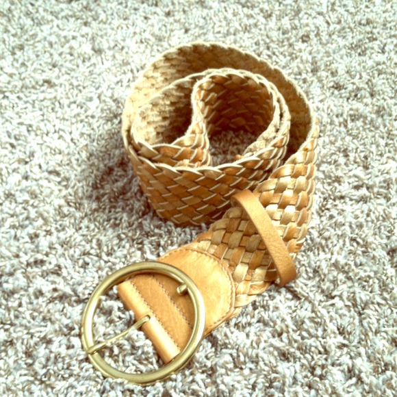 Cole Haan gold and bronze chunky braided belt