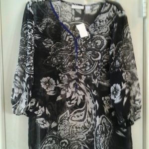 Bundle - Chico's sheer top & purple ruffle tank