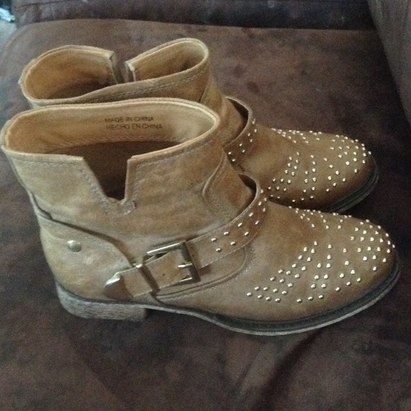 Tan studded booties