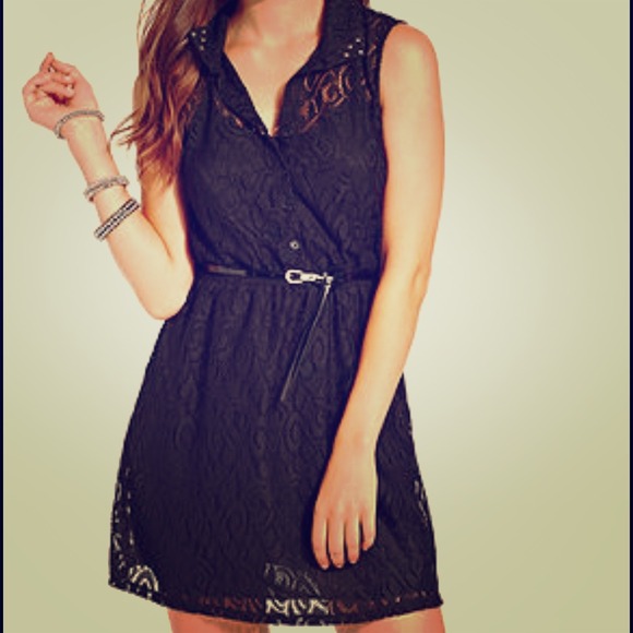 Bebop Belted Lace Black Dress.