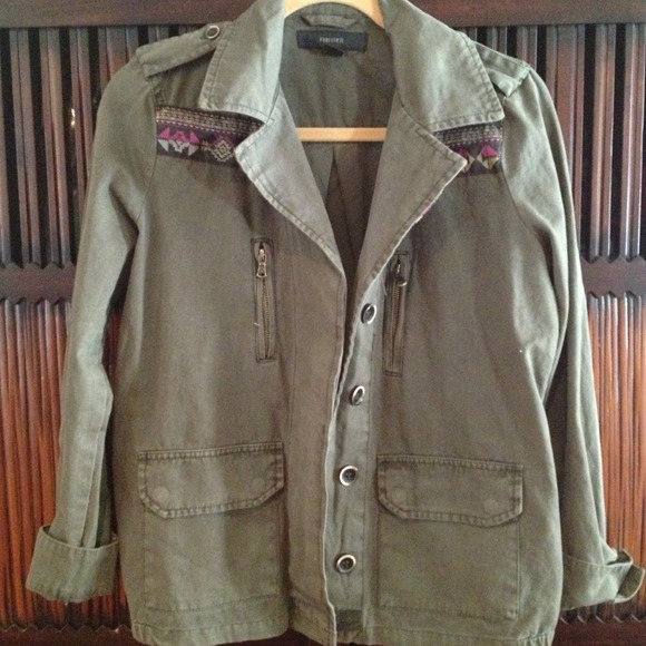 Surplus jacket with southwest ribbon detail