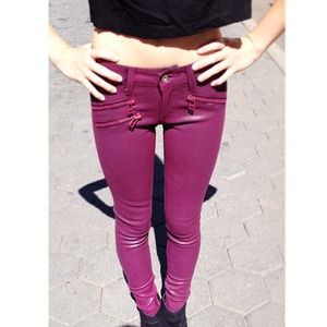 LF maroon wax jeans