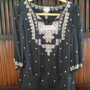 Anthro top with embroidery and sequins