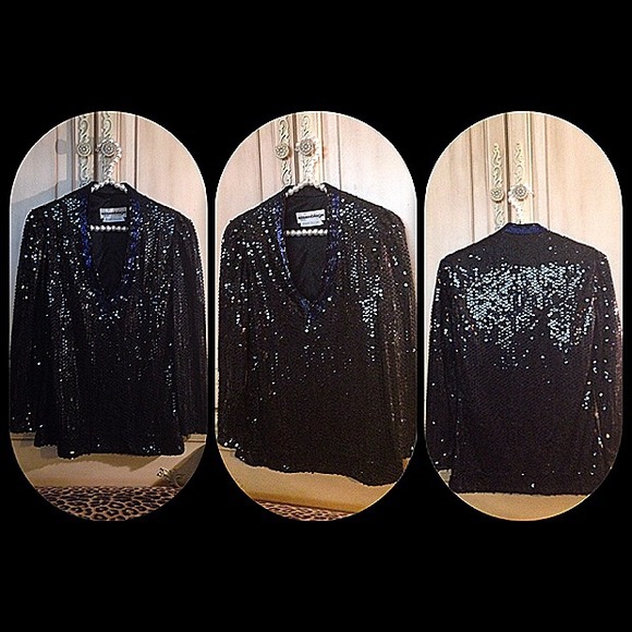 Gorgeous black sequins long sleeve top - Picture 4 of 4