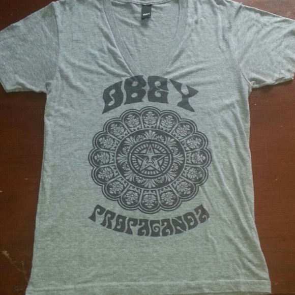 SOLD!!!!! Obey Propaganda Grey V Neck Tee