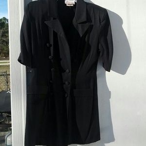 Double breasted black suit jacket with skirt