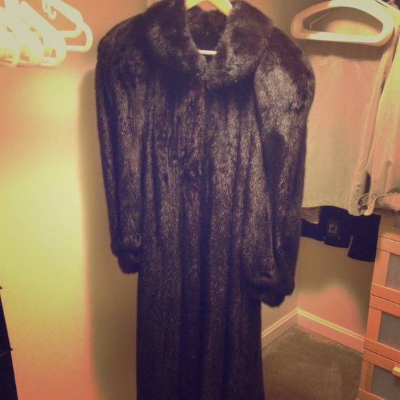 Valentino black full length mink coat