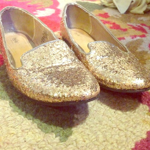 Gold loafers