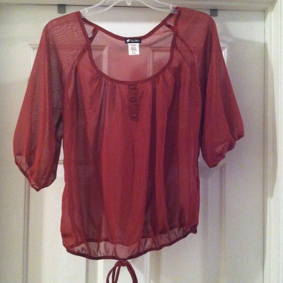 Sheer burnt orange blouse