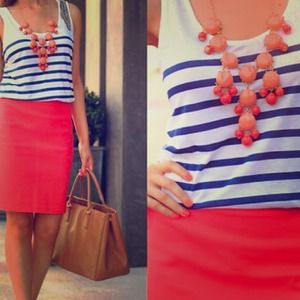 J.Crew pink and orange bubble necklace