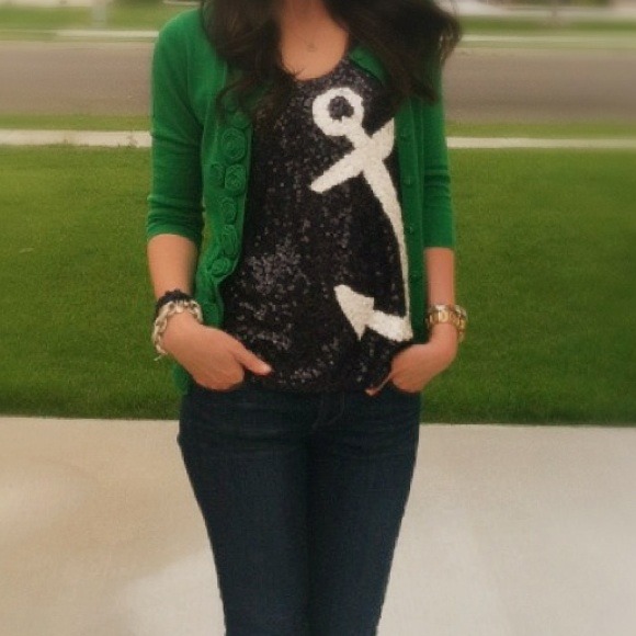 J. Crew Tops - J.crew Sequin anchor tank