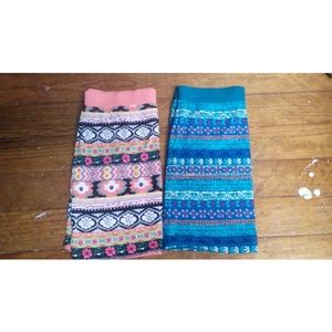 two abstract pencil skirts