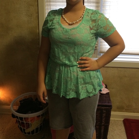 Mint lace top